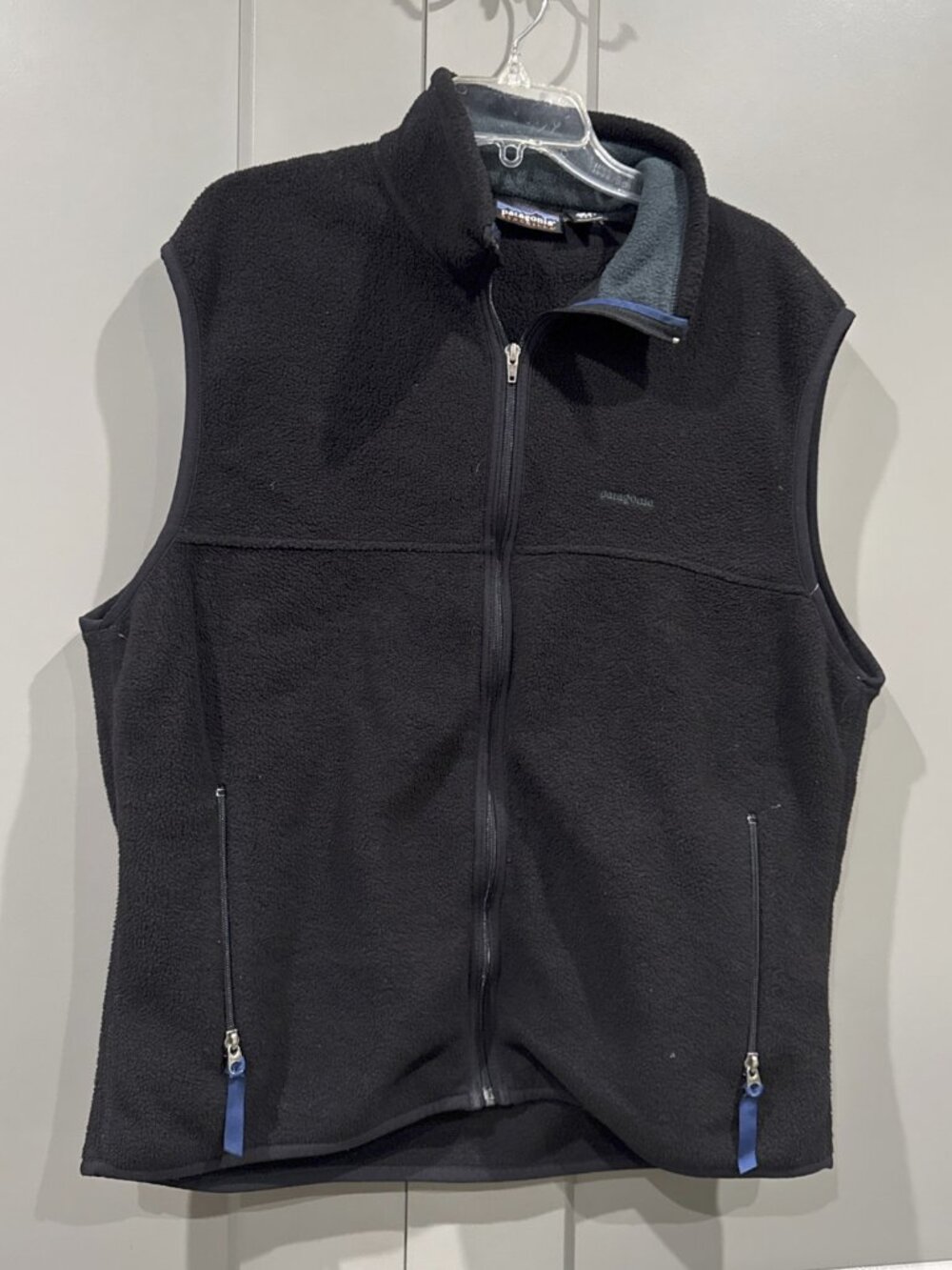 Patagonia Fleece Vest Vtg Synchilla Jacket Full Zip Black USA Made Men's XL